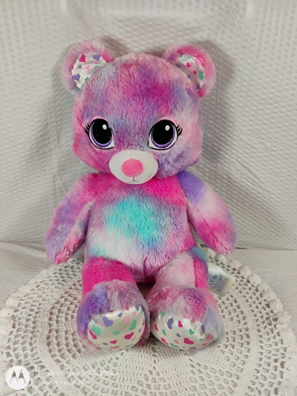 Cotton Candy aka Sweet Heart Hugs Swirl Bear colorful tie dye Build A Bear 2015